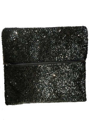 Beaded Evening Clutch Sparkly Beads Black Gold Silver Bronze