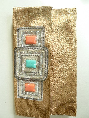 Beaded Envelope Bag with Turquoise Inlay