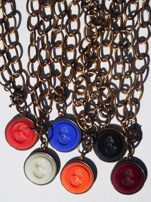 Necklace Intaglio On Antique Bronze Chain
