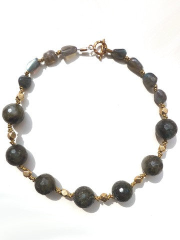 Necklace Labradorite And Vintage African Brass
