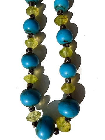 Necklace Vintage Turquoise And Peridot
