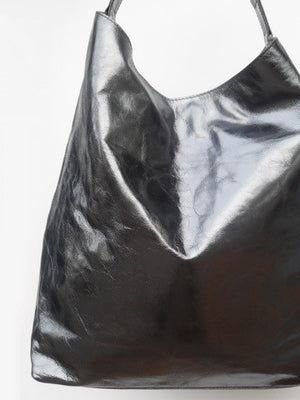 Pancho Hobo Bag Metallic Leather Anthracite