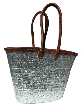 Sequin And Leather Tote Silver