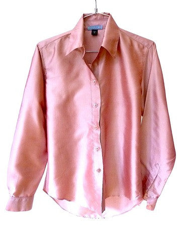Thai Silk Button Down Shirt Iced Pink