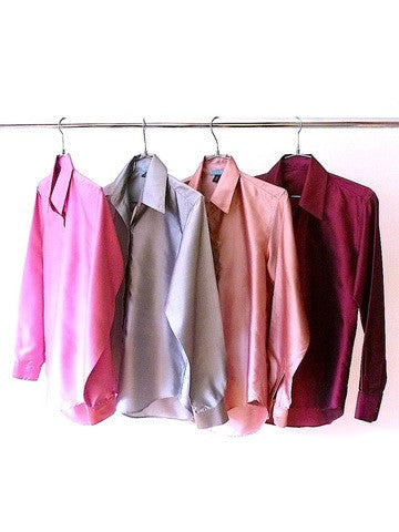 Thai Silk Button Down Shirt Iced Pink