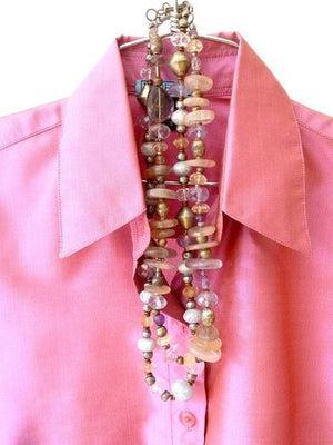 Thai Silk Button Down Shirt Pink Tourmaline