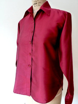 Thai Silk Button Down Shirt Garnet