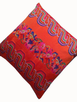 Burmese Silk Pillow Hot Orange