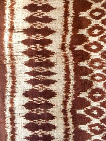 Silk Ikat Textile Wall Hanging Throw Chocolate Ivory
