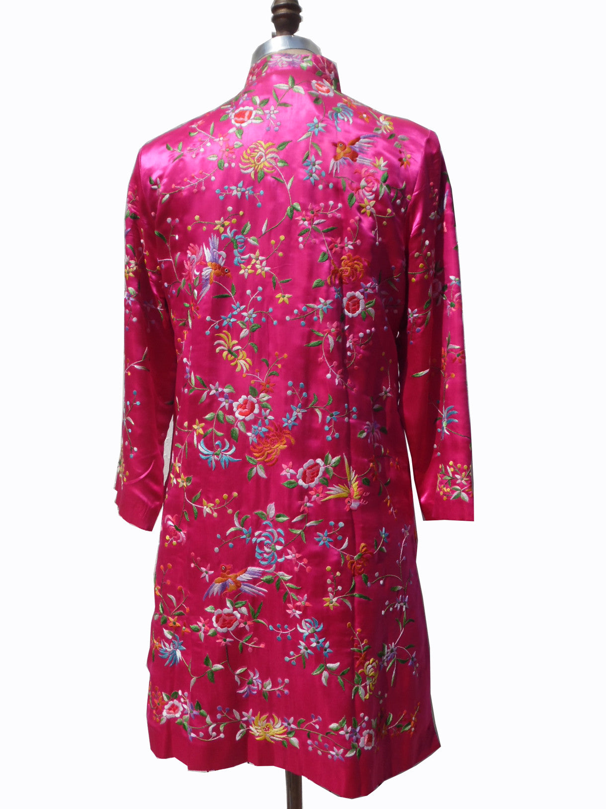 Hand Embroidered Silk Mandarin Evening Coat