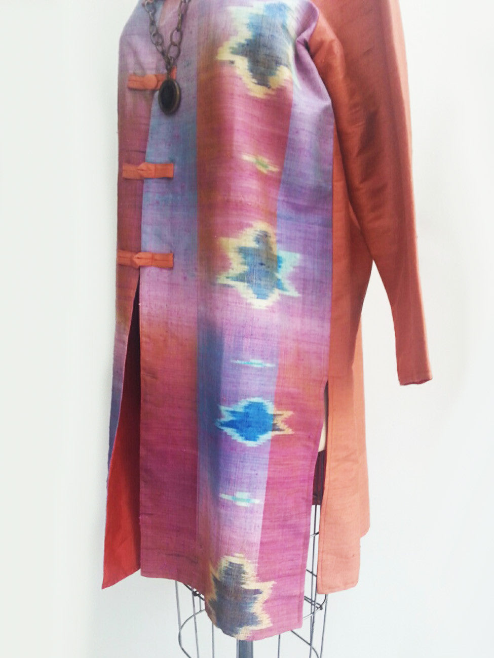 Silk Ikat Mandarin Tunic Coat
