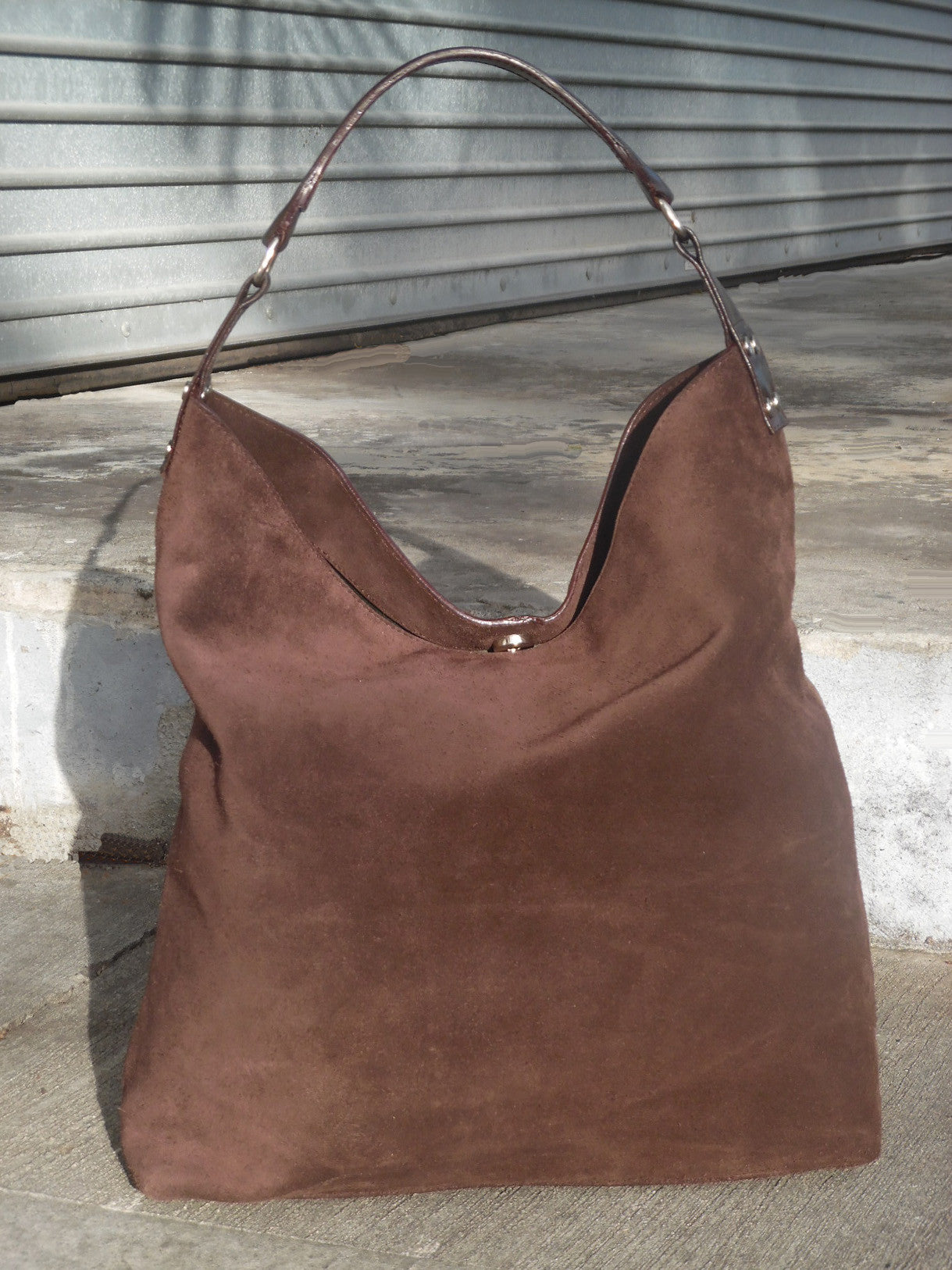 Pancho Hobo Bag In Suede Black or Chocolate
