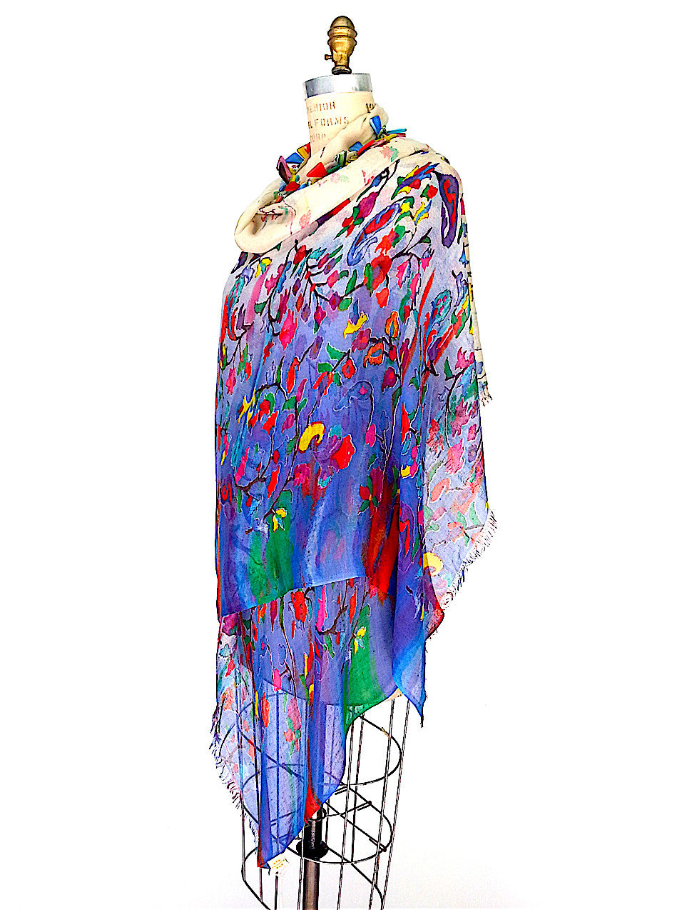 Shawl Silk And Cashmere Ombre Oriental Flower