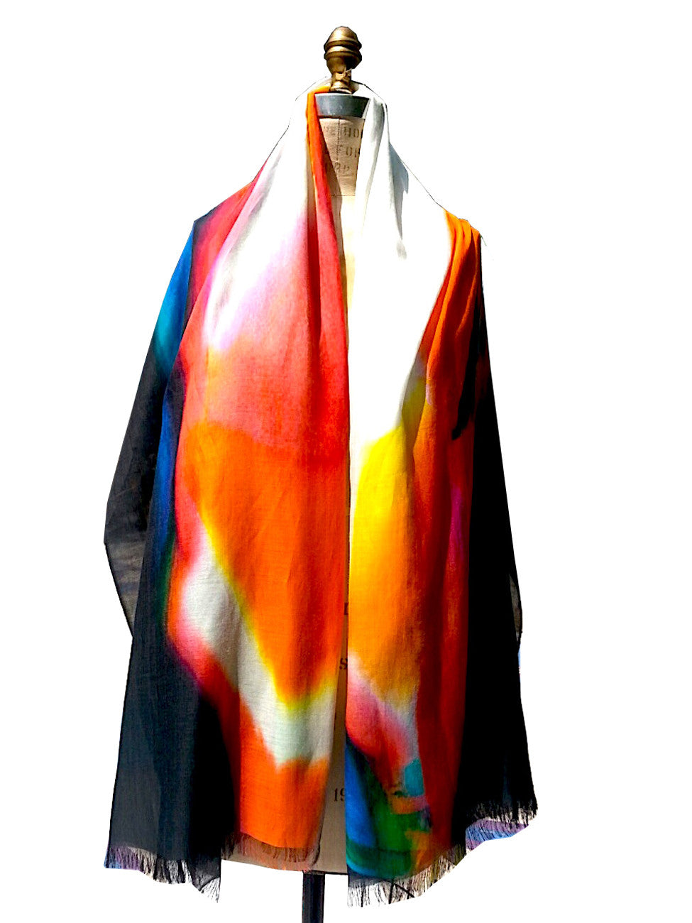 Shawl Silk And Cotton Abstract Art