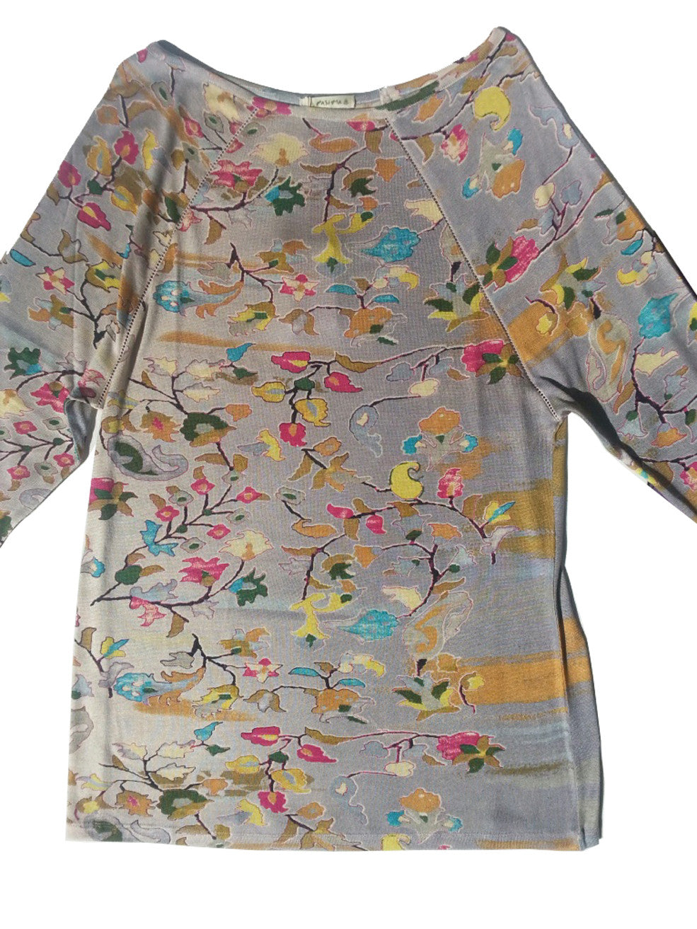 Silk Knit Long Tunic T Floral