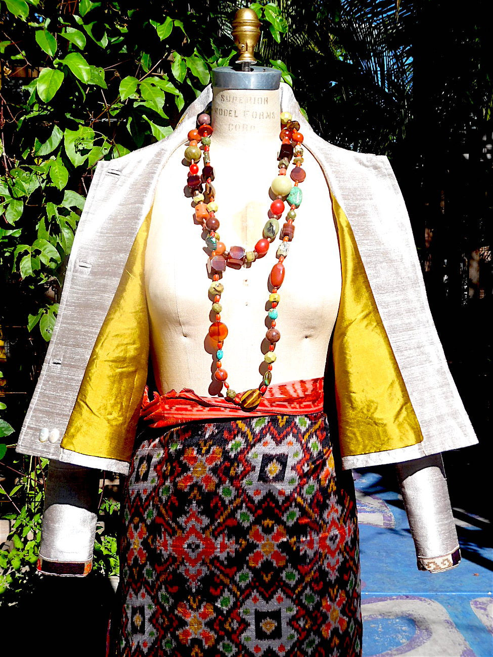 Box Jacket Vintage Suzani Embroidery Beige Lemongrass