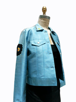 Free People Bright Royal Blue Denim Jacket Small | eBay