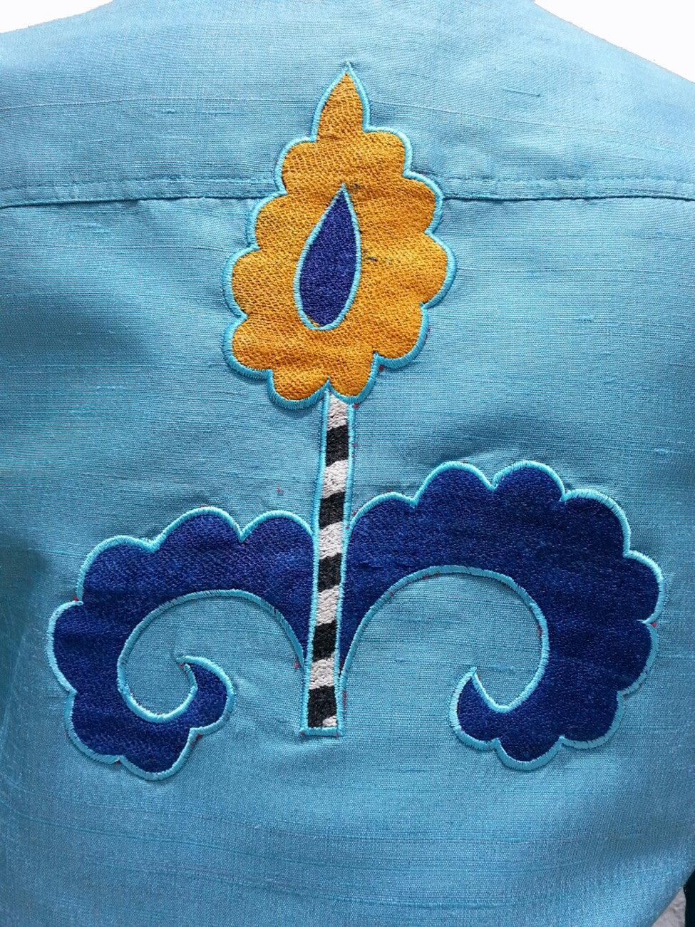 Jean Jacket Vintage Suzani Embroidery Tiffany Blue Cobalt