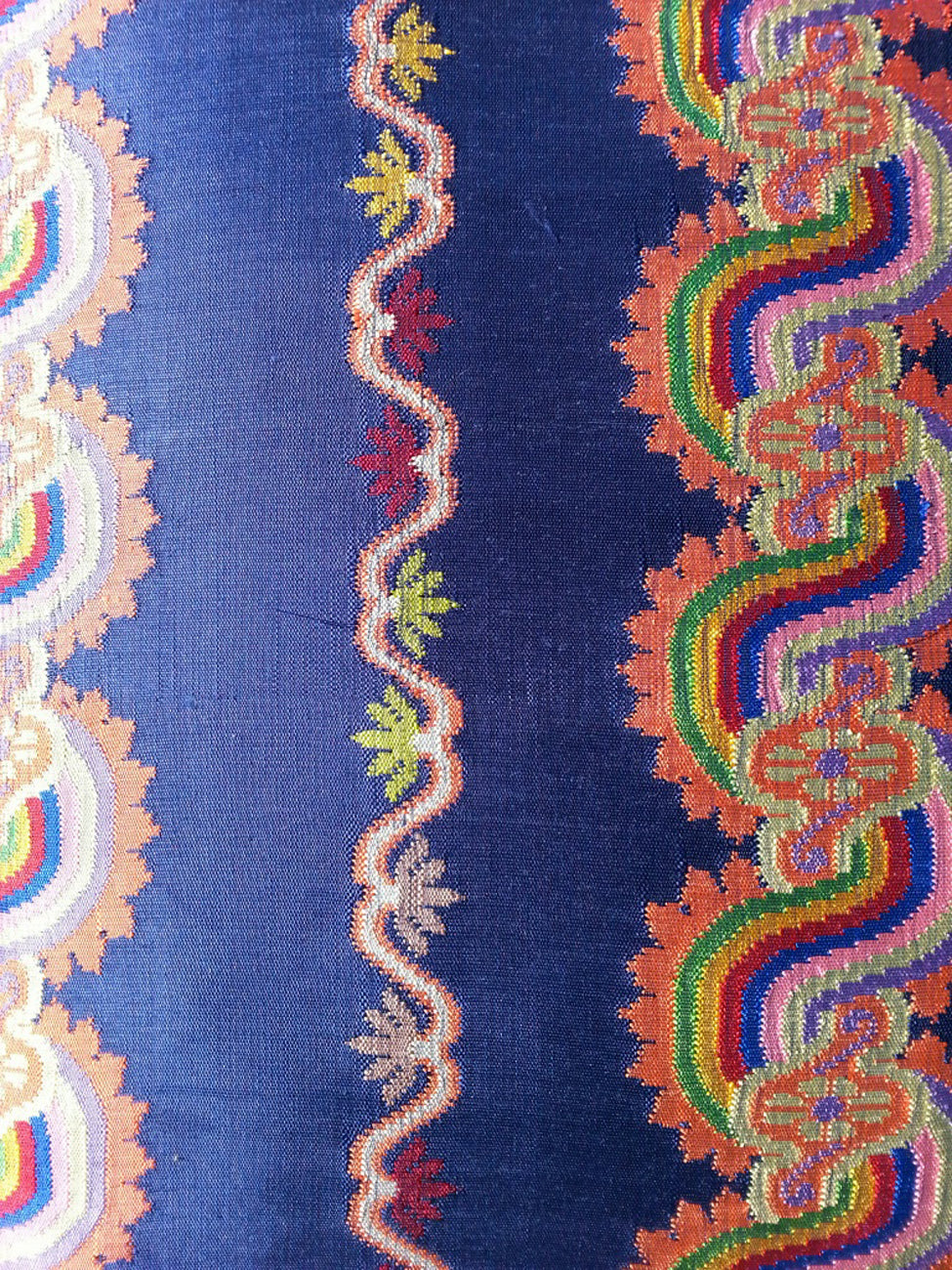 Burmese Silk Pillow Blue Multi