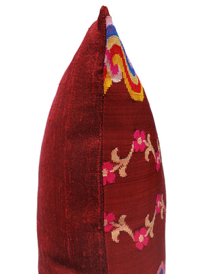 Burmese Silk Pillow Burgundy Floral