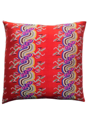 Pillow Hand Woven Burmese 10 Ply Red Chinoiserie