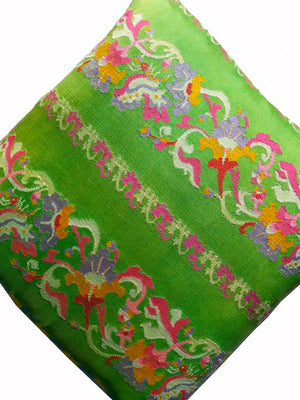 Burmese Silk Pillow Bright Green