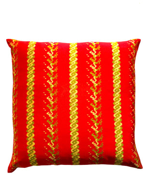 Burmese Silk Pillow Red Green