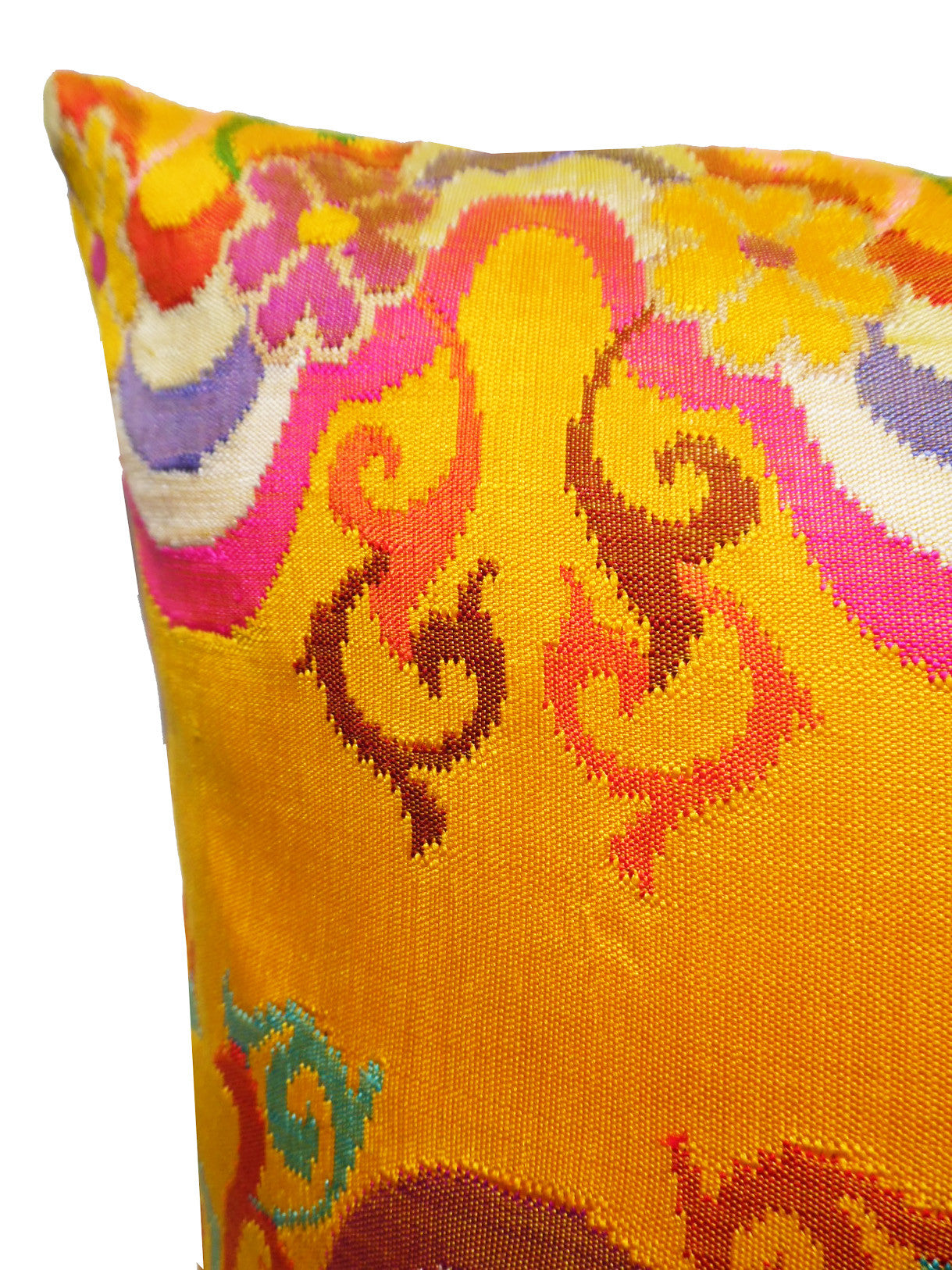 Pillow Hand Woven Burmese 10 Ply Saffron Scroll