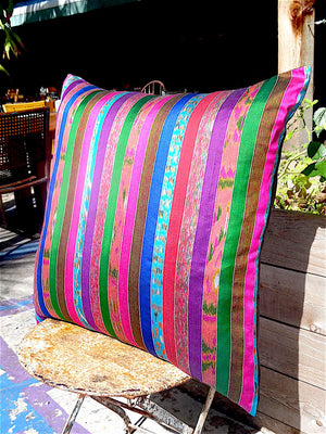 Silk Ikat Multi Stripe 22 inch floor pillows