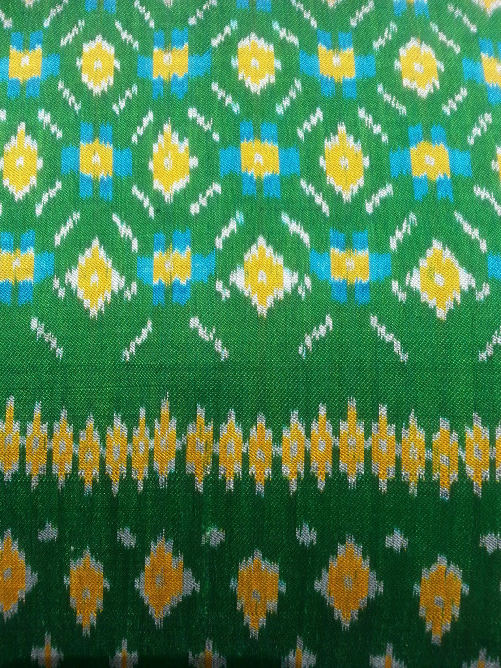 Cambodian Silk Ikat Pillow Green