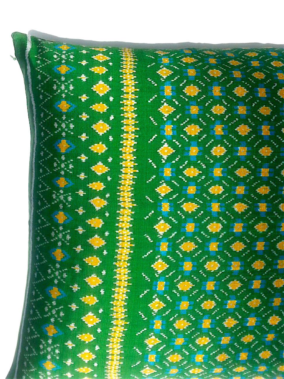 Cambodian Silk Ikat Pillow Green