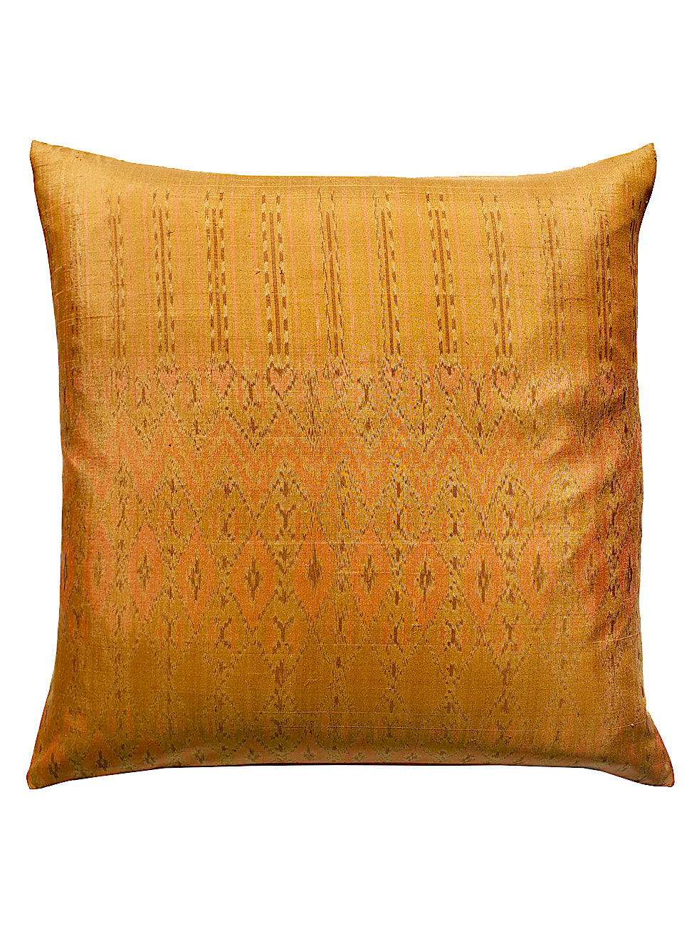 Thai Silk Modern Ikat Pillow Camel Coral
