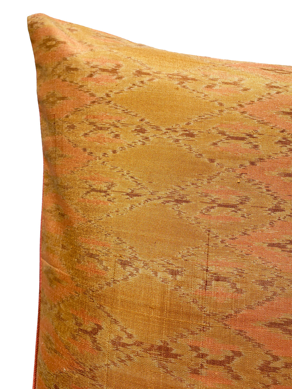 Thai Silk Modern Ikat Pillow Camel Coral
