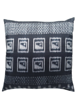 Thai Silk Modern Ikat Pillow Black And Silver