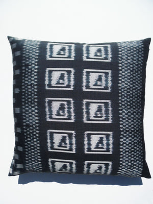 Thai Silk Modern Ikat Pillow Black And Silver