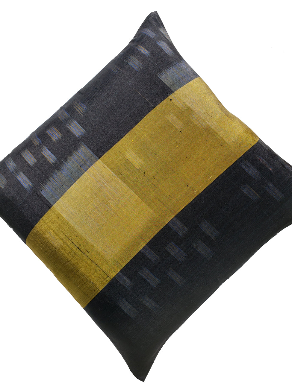 Thai Silk Modern Ikat Pillow Black Lemongrass