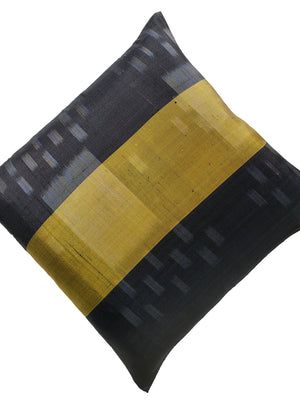 Thai Silk Modern Ikat Pillow Black Lemongrass