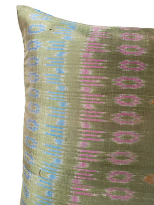 Thai Silk Modern Ikat Pillow Celadon Pastels