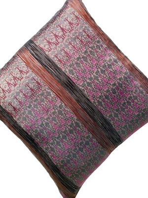 Thai Silk Modern Ikat Pillow Cranberry Brown