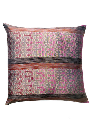 Thai Silk Modern Ikat Pillow Cranberry Brown