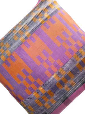 Thai Silk Modern Ikat Pillow Purple Orange