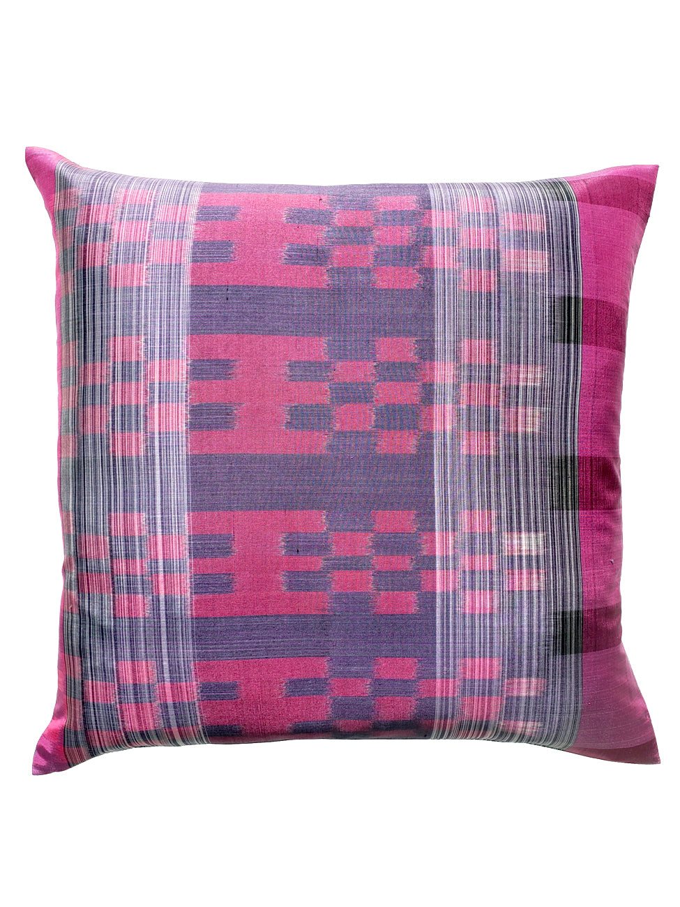 Thai Silk Modern Ikat Pillow Purple Rose