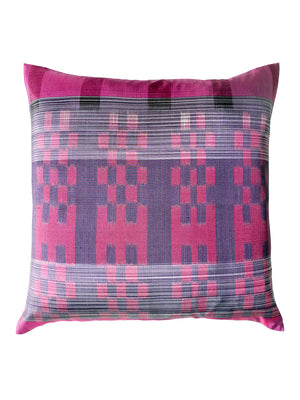 Thai Silk Modern Ikat Pillow Purple Rose