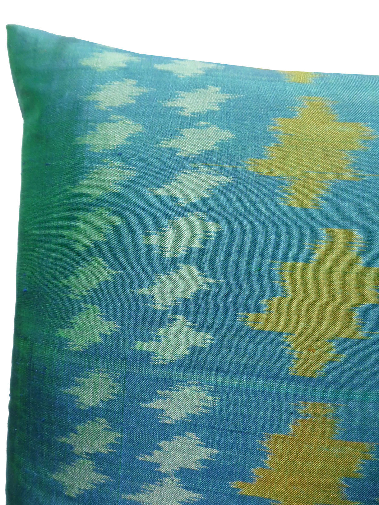 Thai Silk Modern Ikat Pillow Turquoise
