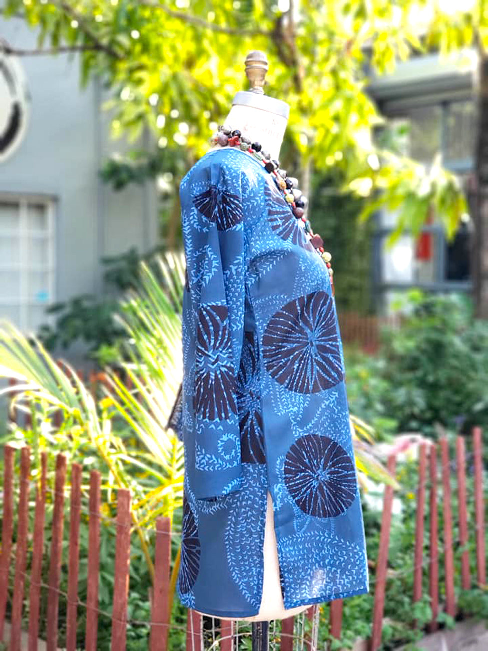 Raja Cotton Tunic Sanddollar Batik Blue