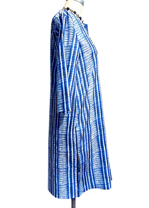 Raja Cotton Long Tunic Blue and White Shibori