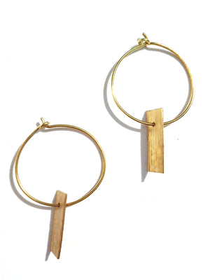 Earrings Hoop With Dogtag Gold On Brass