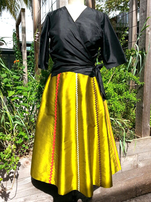 Cocktail Skirt Thai Silk And Rick Rack Ribbons