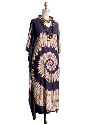 Cotton Long Caftan Dress Shibori