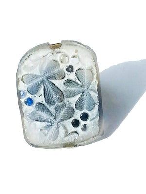 Ring Hand Cast French Glass Clover White